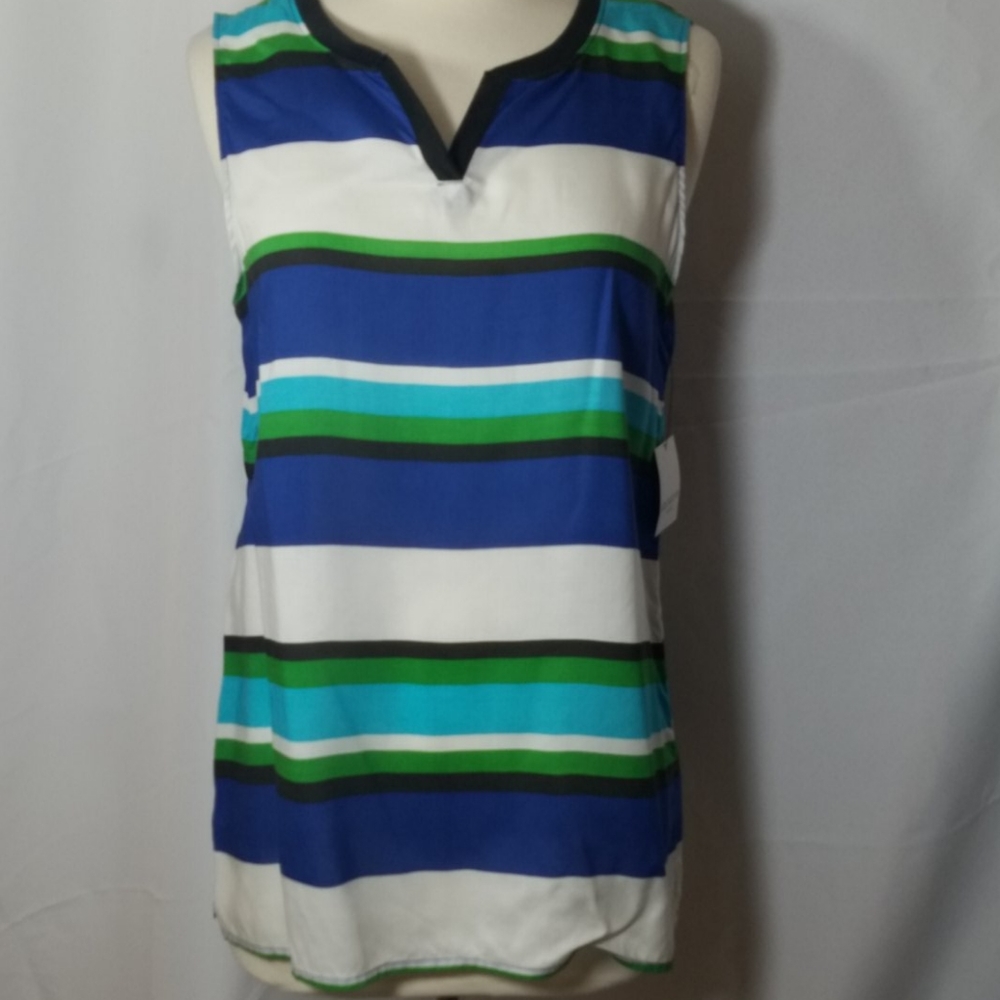 Liz Claiborne Petite Striped Sleeveless Blouse